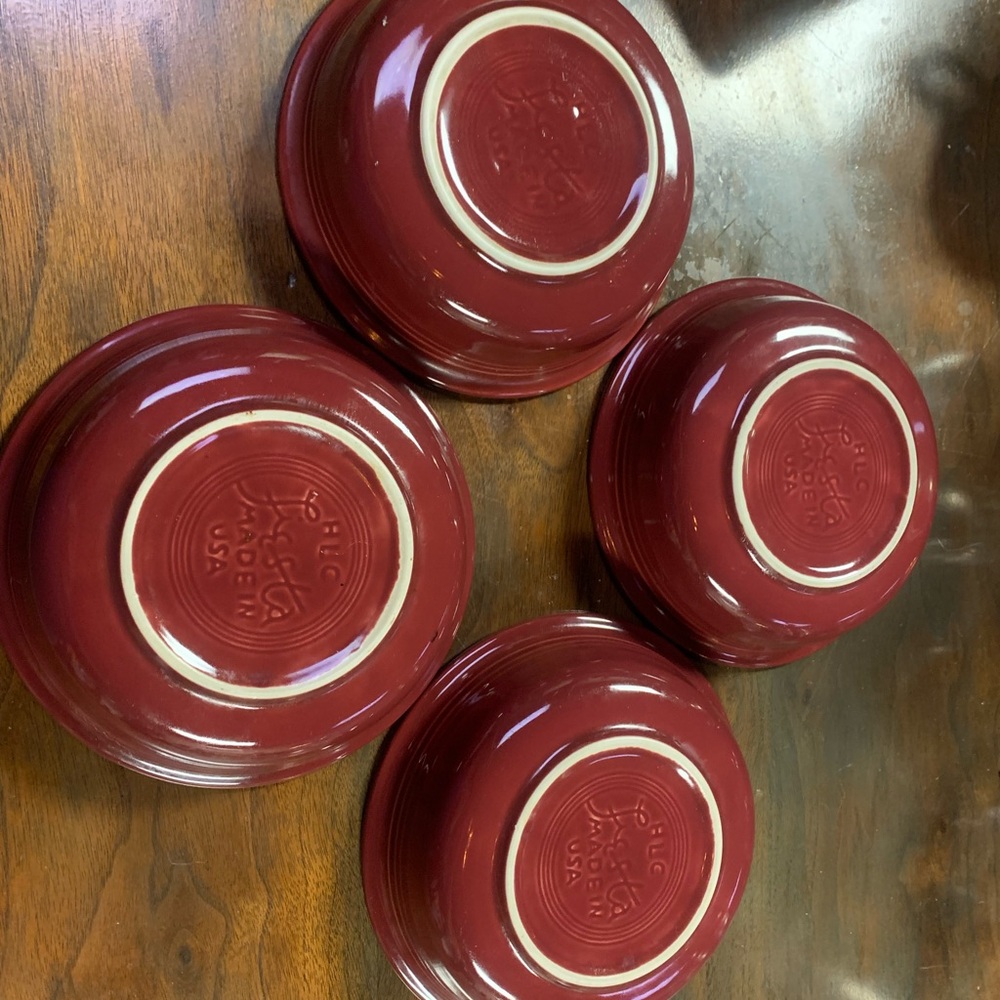 Fiestaware (vintage) set of (4) Cinnabar (discontinued) 7” Salad Bowls